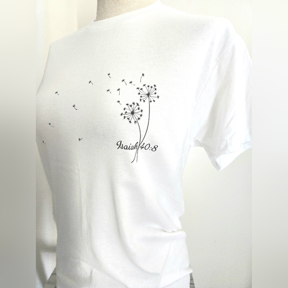 Handmade Unisex Dandelion Isaiah 40:8 T-Shirt - Picture 3 of 9